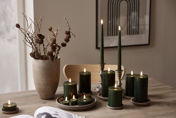 LED Värmeljus 2-pack Flamme Flow 7x5,5cm Grön