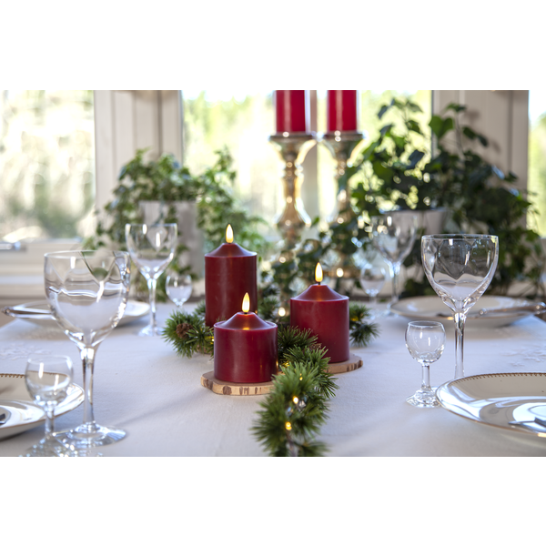 LED Blockljus Flamme Top Röd 12 cm