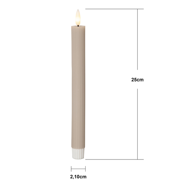 LED Antikljus 2-pack Flamme Stripe 25 cm Beige