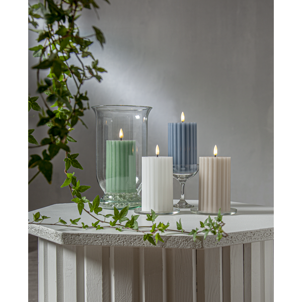 LED Blockljus Flamme Stripe Beige 15 cm