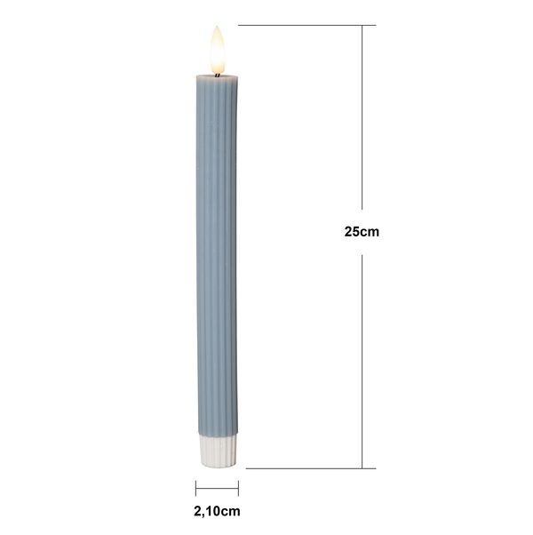 LED Antikljus 2-pack Flamme Stripe 25 cm Blå