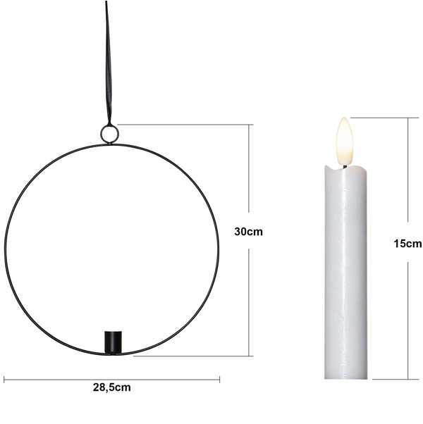 Ljusstake hängande Ring ink. LED ljus Svart