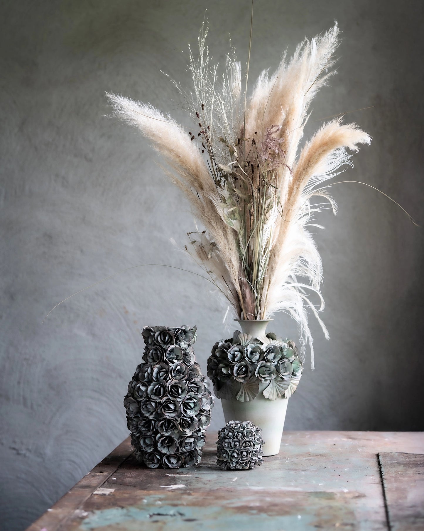 Dekorativ Vas Ofelia Blommig Grön Ø21x30cm Metall