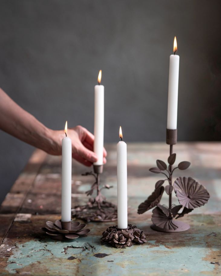 Ljusstake Floral 2-pack Brun Ø12x4cm