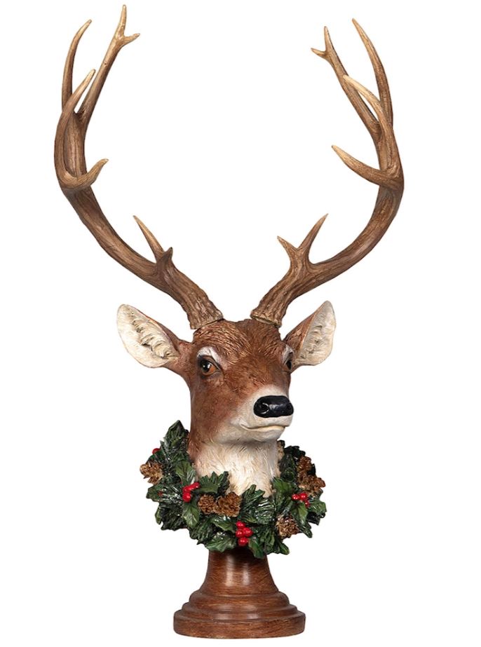 Dekoration Hjort Med Krans 52 cm