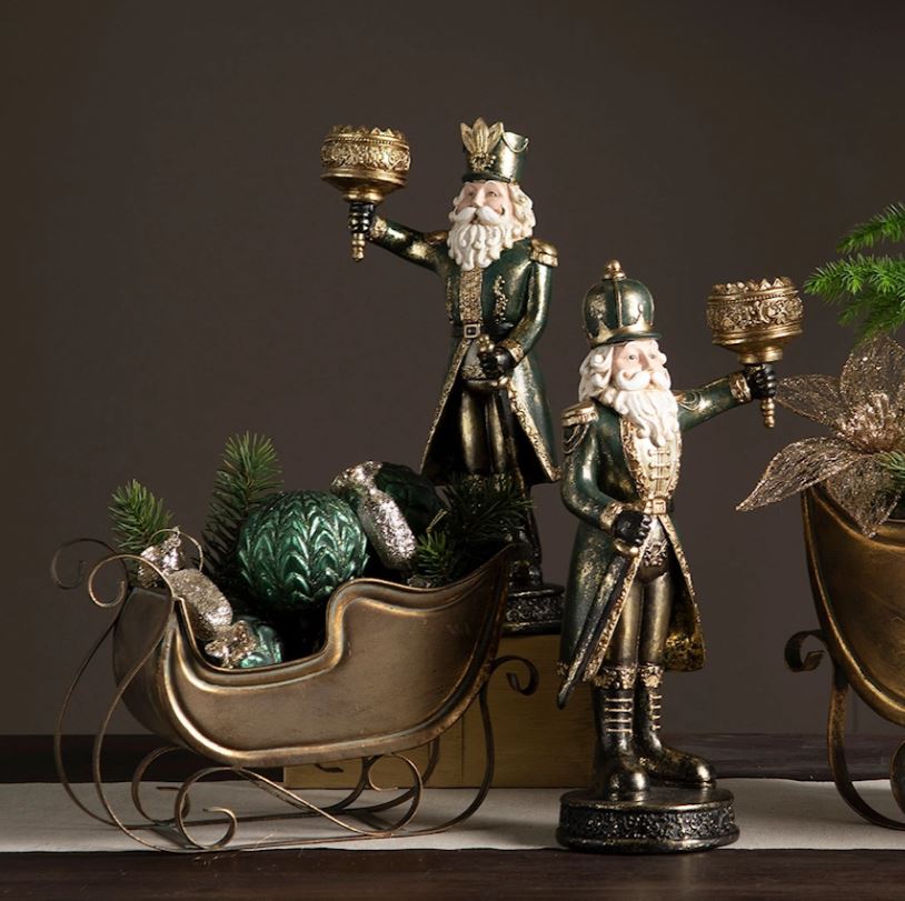 Juldekoration Nötknäppare ljusstake Mix Grön 35cm 2-pack