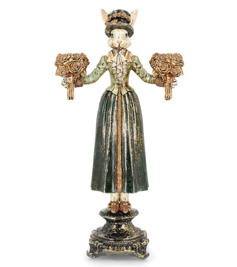 Ljusstake Fru Kanin Grön 43 cm