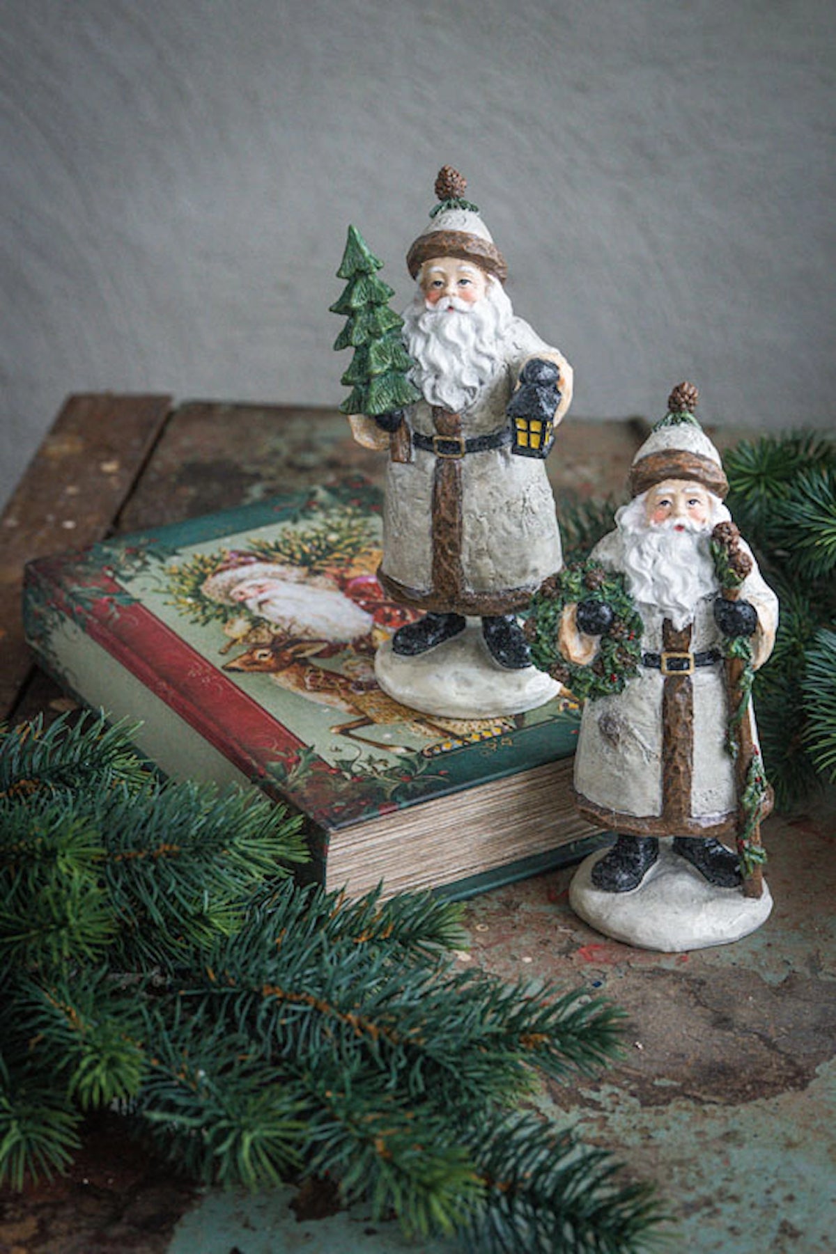 Juldekoration Inomhus Tomte 2-pack gran/krans 19 cm