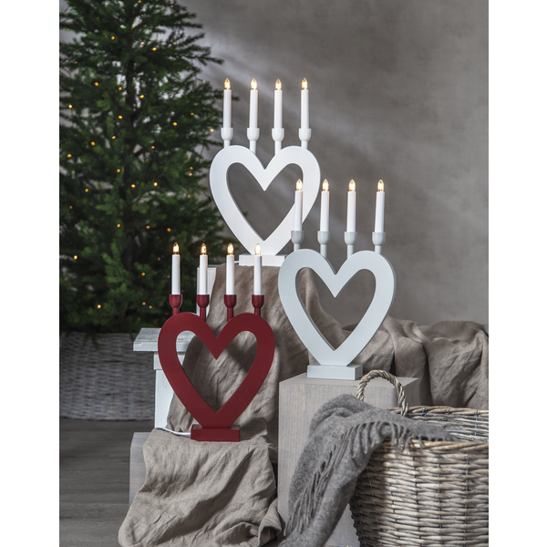 Adventsljusstake Hjärta 45 cm vit