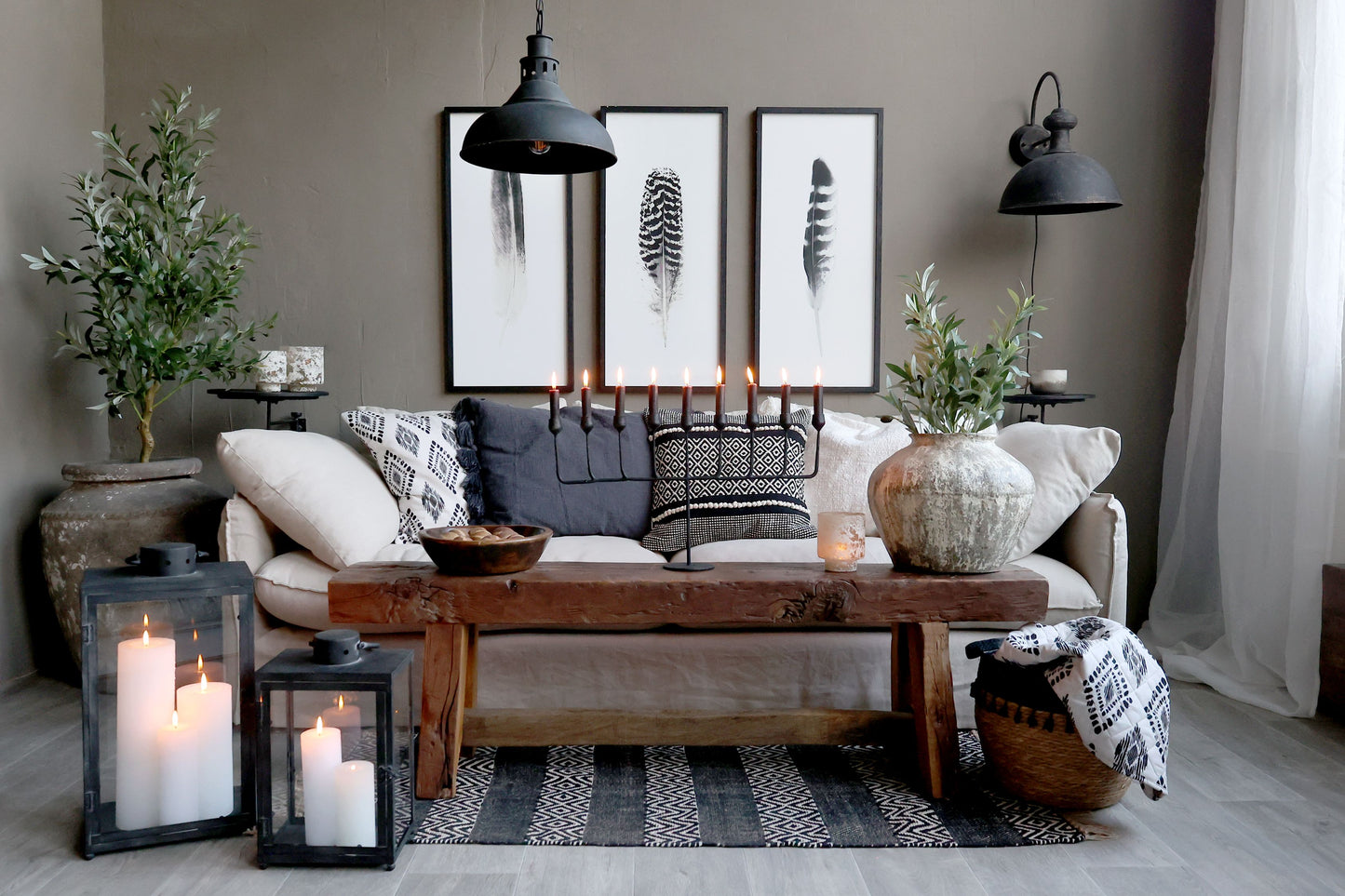Chic Antique Fåtölj Soffa i lin med 5 kuddar