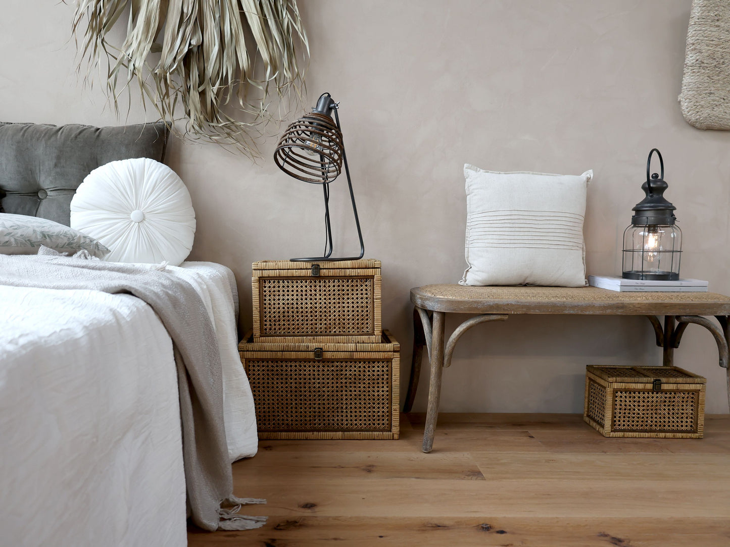 Chic Antique DIV Fransk bänk med flätad sits