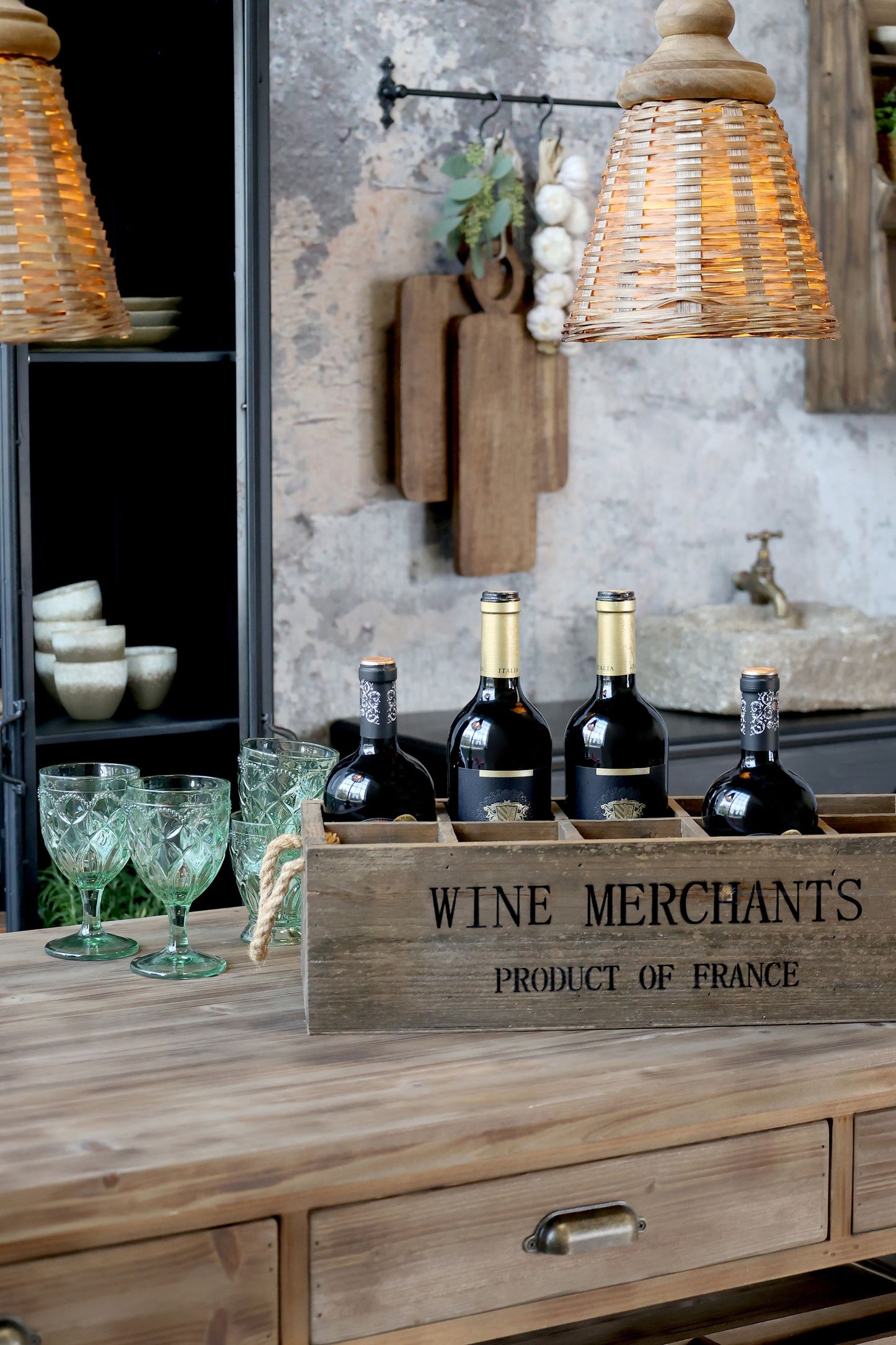 Dekorativ låda Wine Merchants H14/L49,5/B21,5 cm natur
