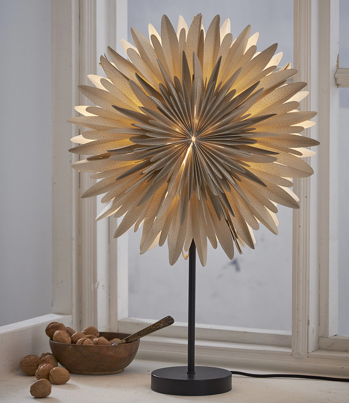 Adventsstjärna på fot Winter 60x40 cm Beige