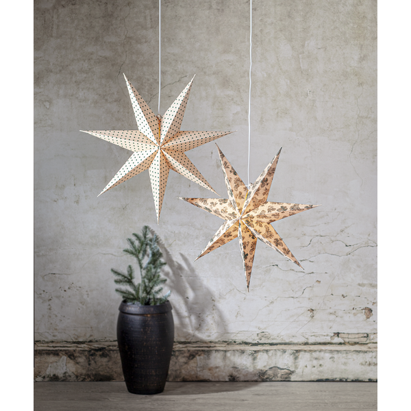 Adventsstjärna Pappersstjärna Cotton kottar och granbarr 60 cm grön/beige