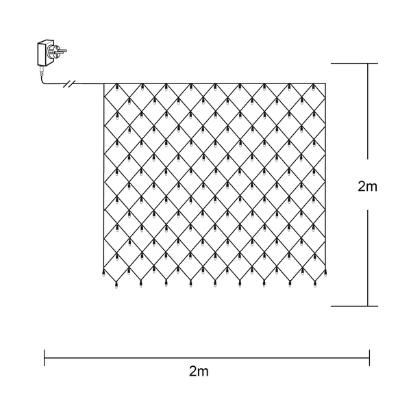 Juldekoration Utomhus Ljusnät Golden Warm White 200cm