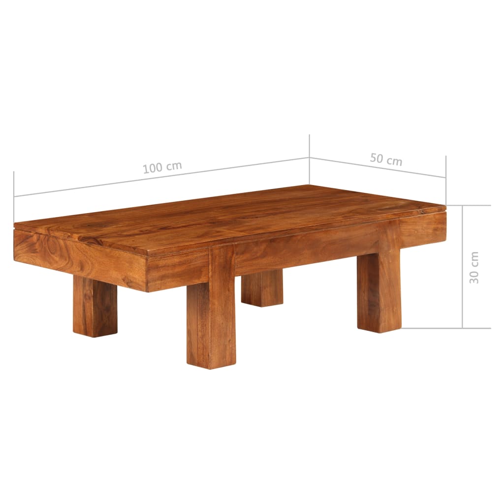 Soffbord massivt akaciaträ med honungsfinish 100x50x30 cm