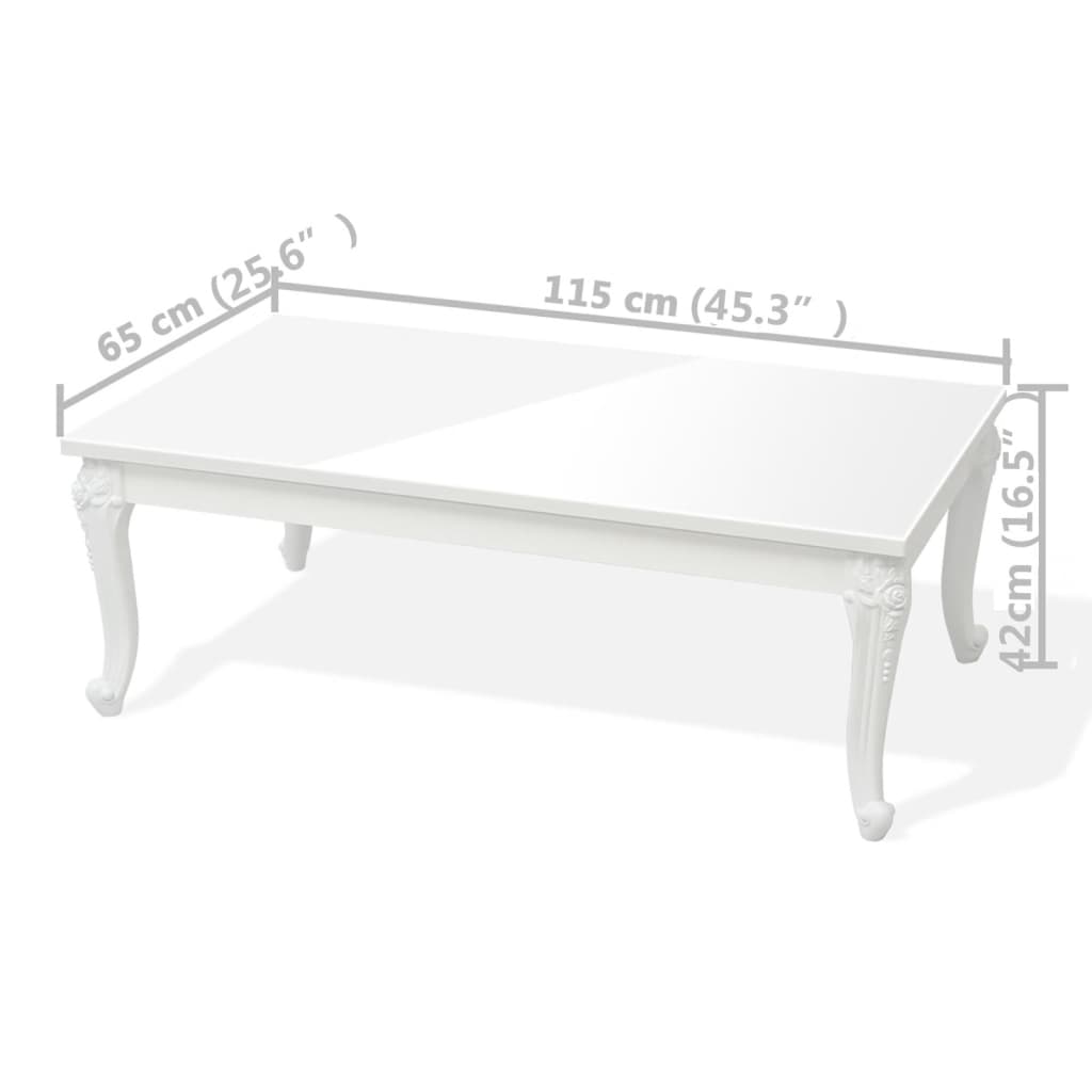 Soffbord Högglans Vit 115x65x42 cm