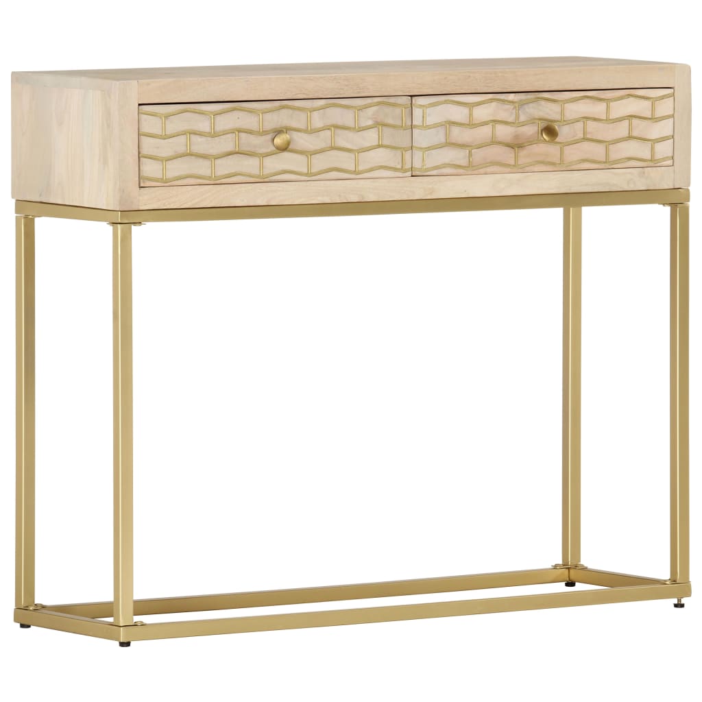 Avlastningsbord Konsollbord Trä guld 90x30x75 cm massivt mangoträ