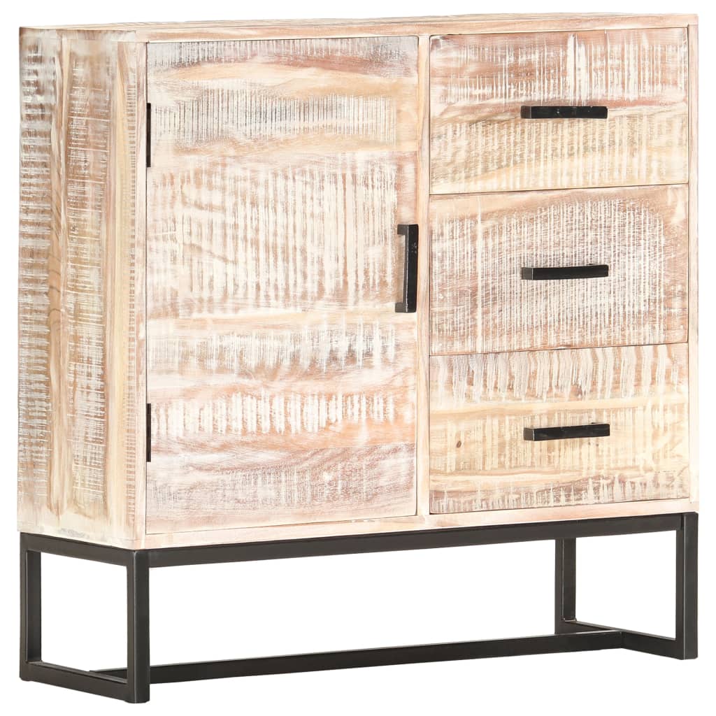 Skänk Vit 73x30x75 cm massivt akaciaträ