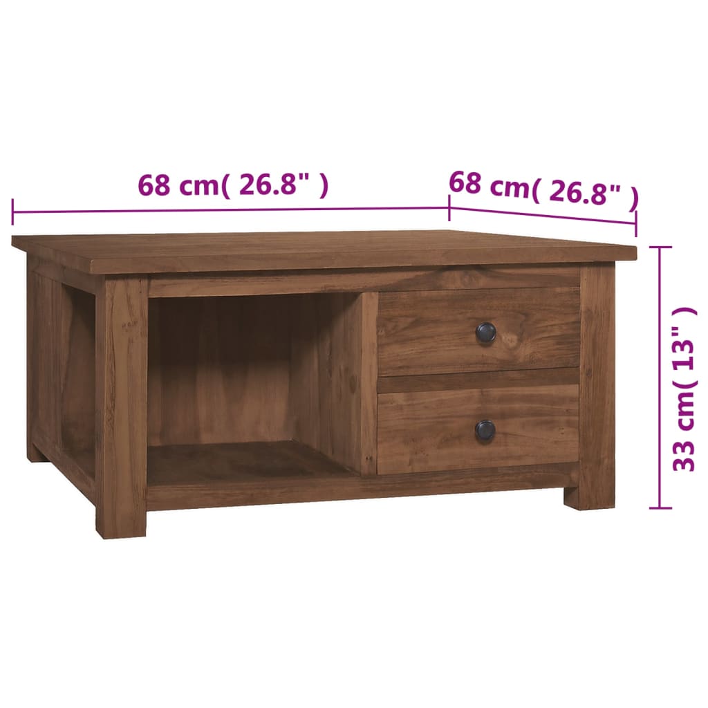 Soffbord 68x68x33 cm massiv teak
