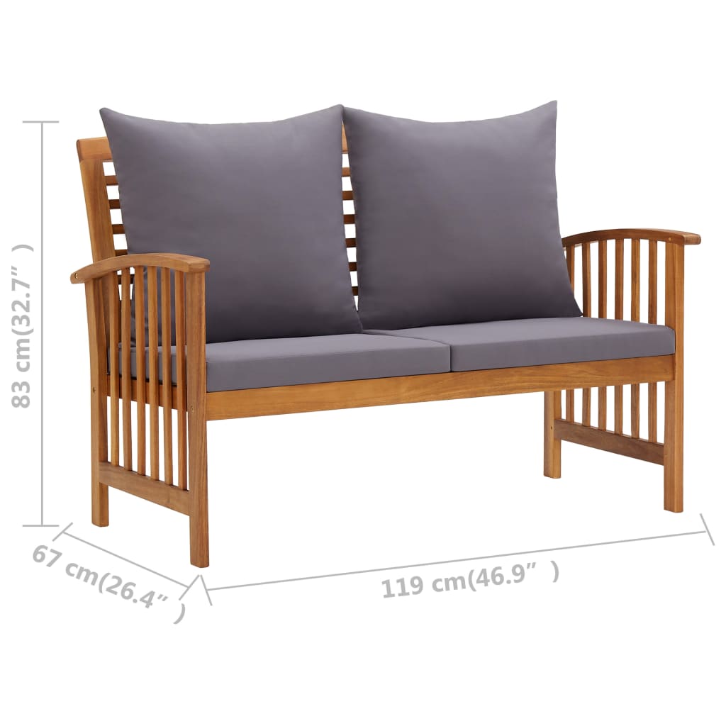 Trädgårdssoffa med dynor 119 cm massivt akaciaträ