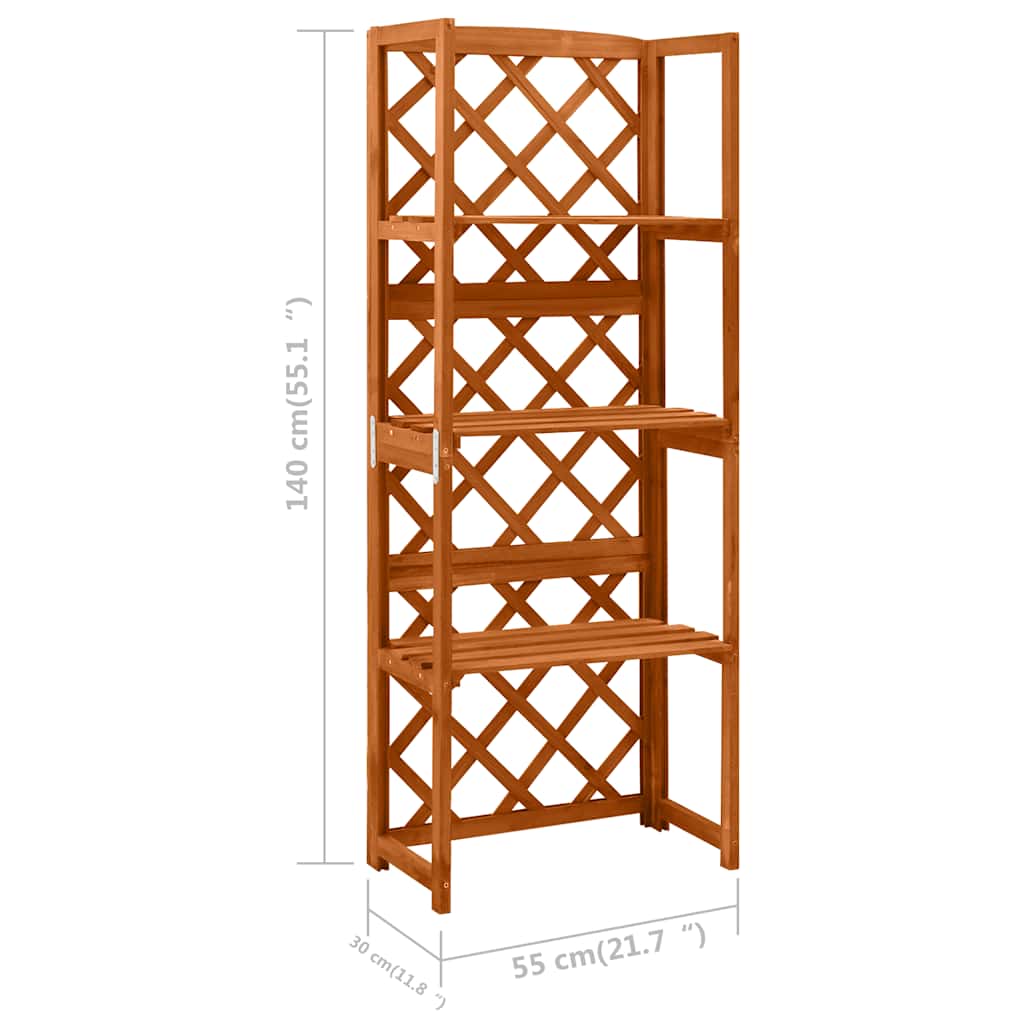 Utomhus Blomställning Växtstöd Spaljé med hyllor 55x30x140 cm massivt granträ