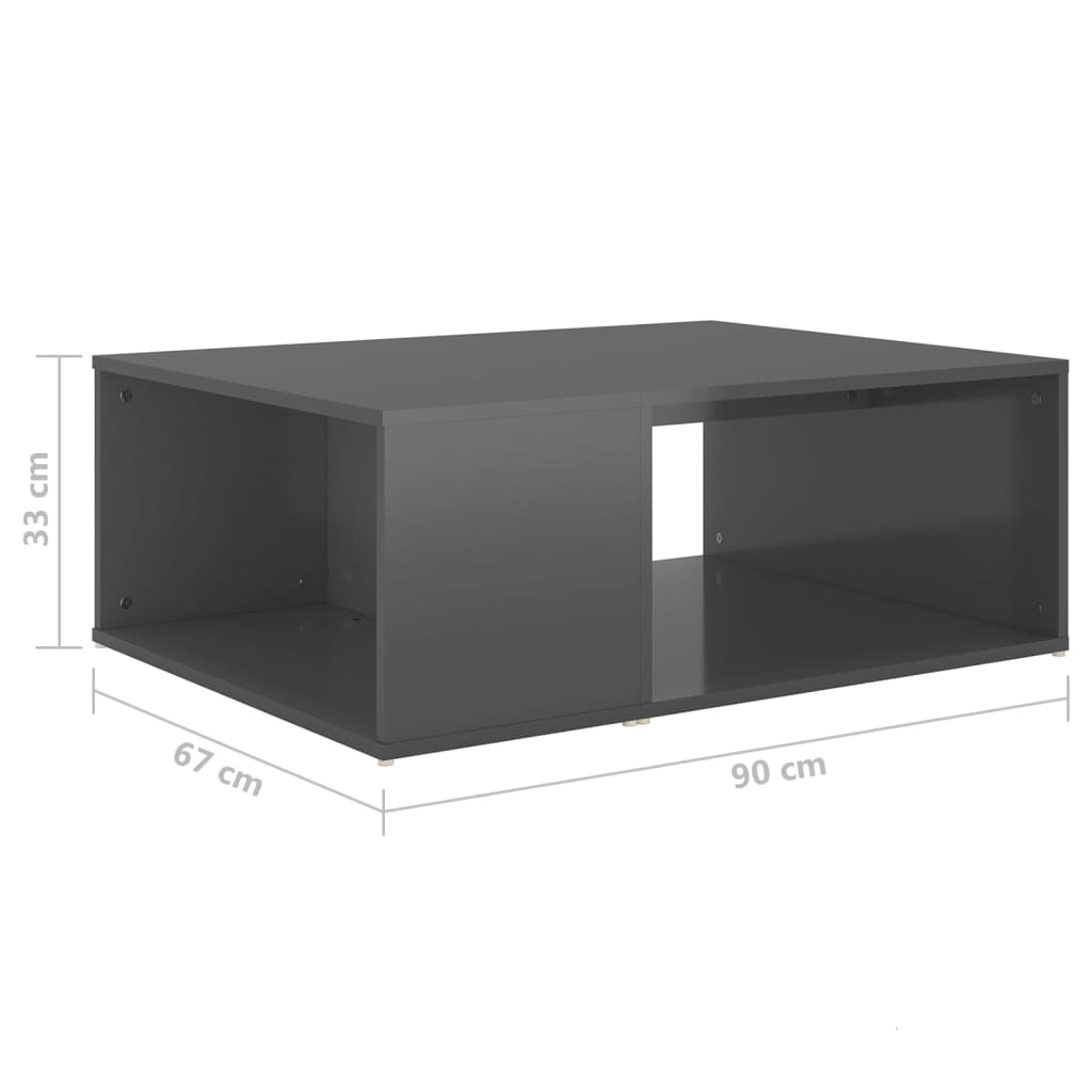Soffbord Högglans Grå 90x67x33 cm