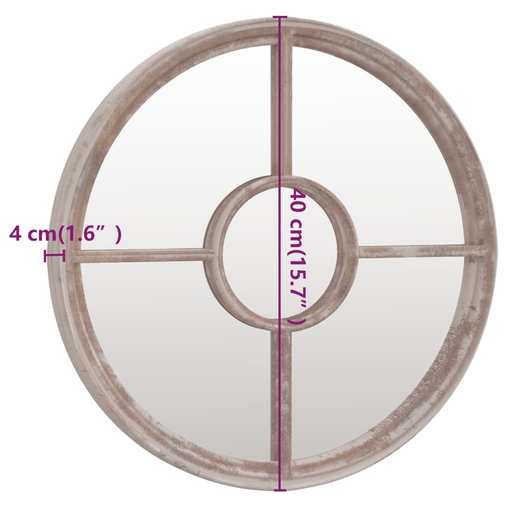 Väggspegel sandfärgad 40x4 cm rund järn för utomhusbruk