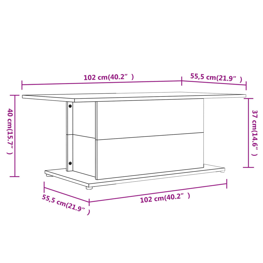 Soffbord betonggrå 102x55,5x40 cm konstruerat trä