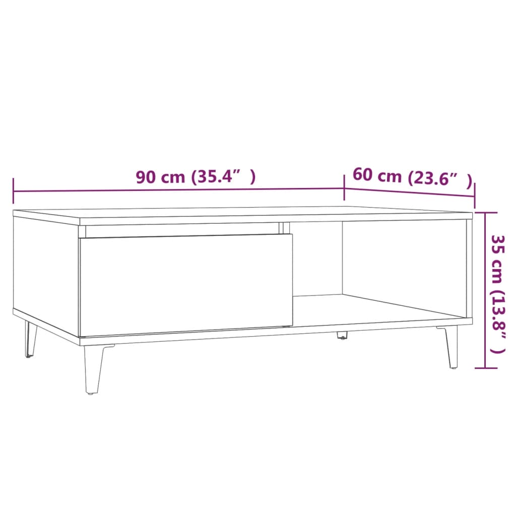 Soffbord Sonoma Grå 90x60x35 cm
