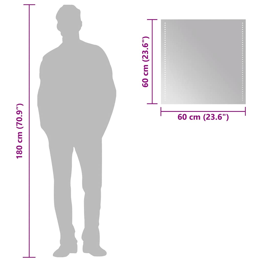 Badrumsspegel LED 60x60 cm