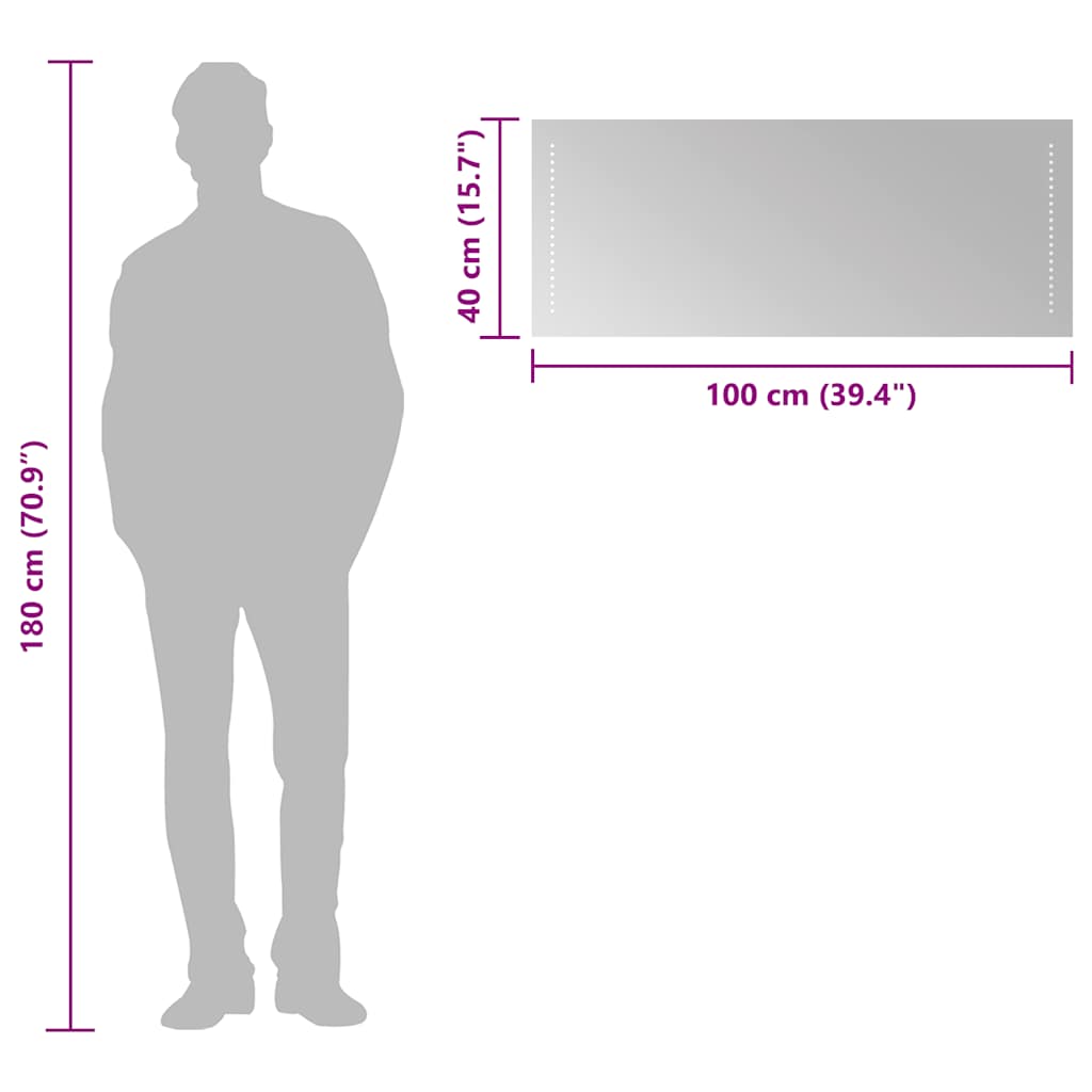 Badrumsspegel LED 100x40 cm