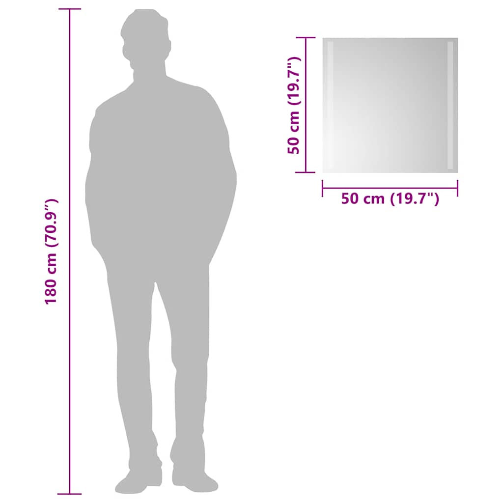 Badrumsspegel LED 50x50 cm
