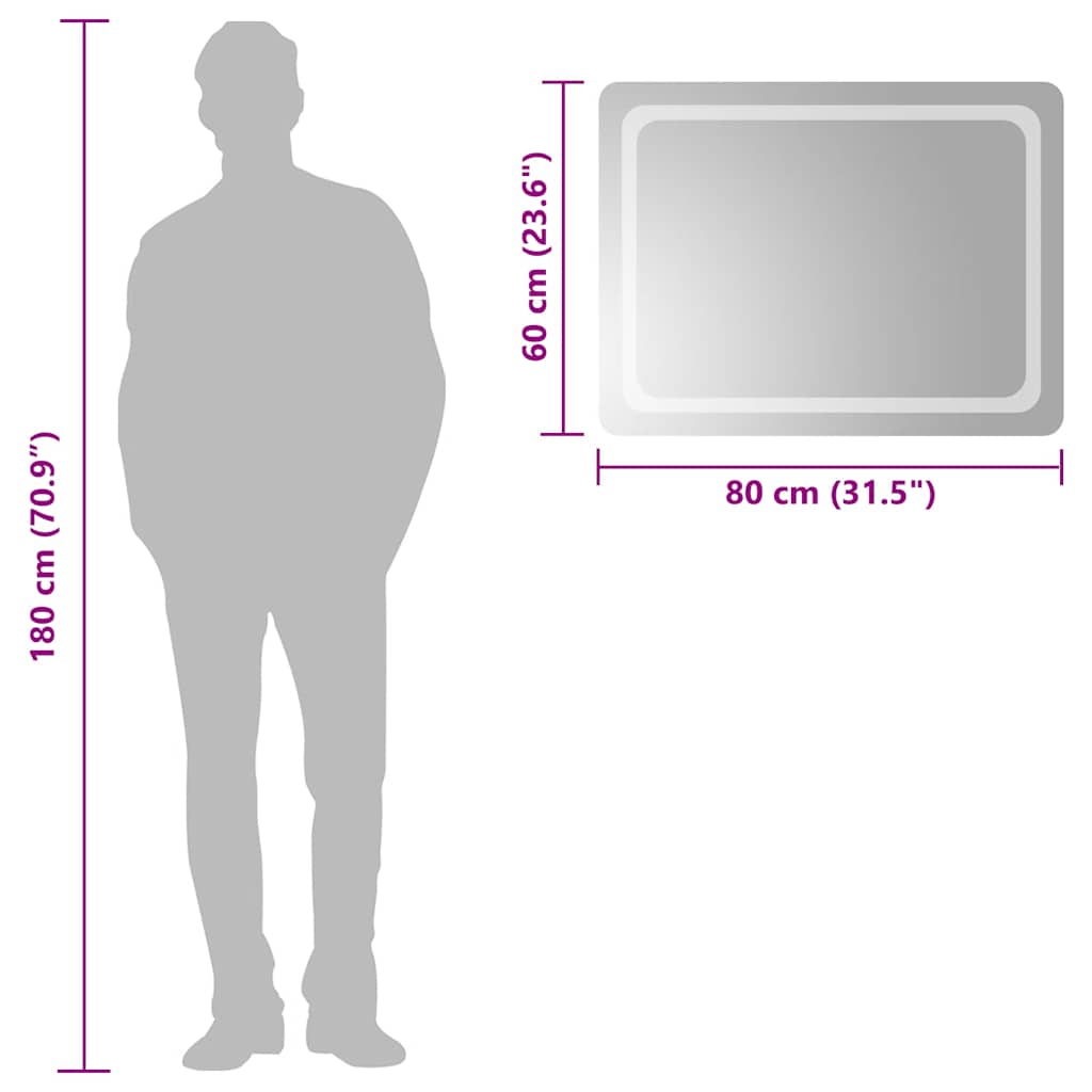 Badrumsspegel LED 80x60 cm