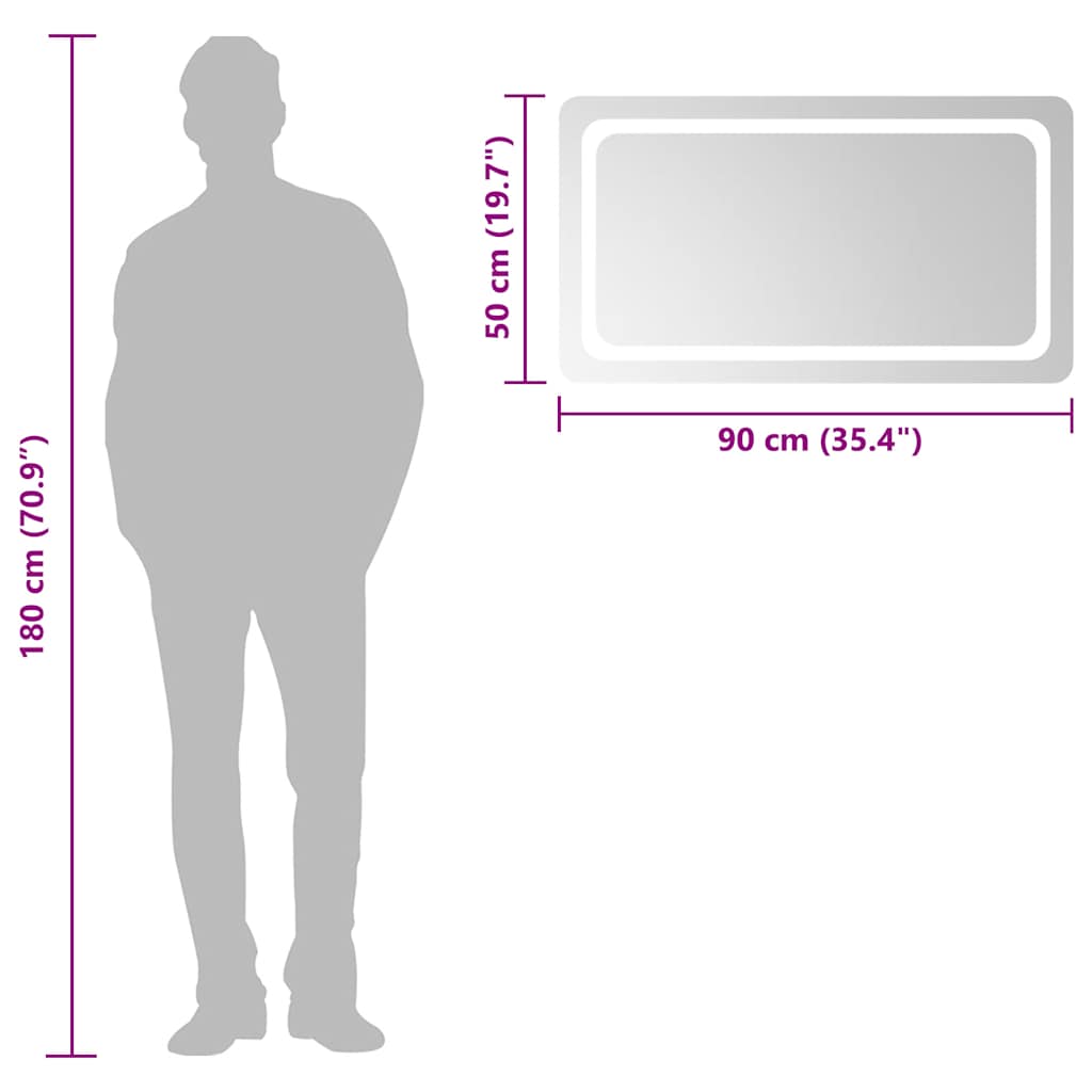 Badrumsspegel LED 90x50 cm
