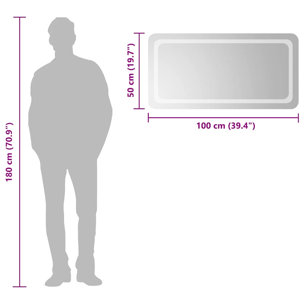Badrumsspegel LED 100x50 cm