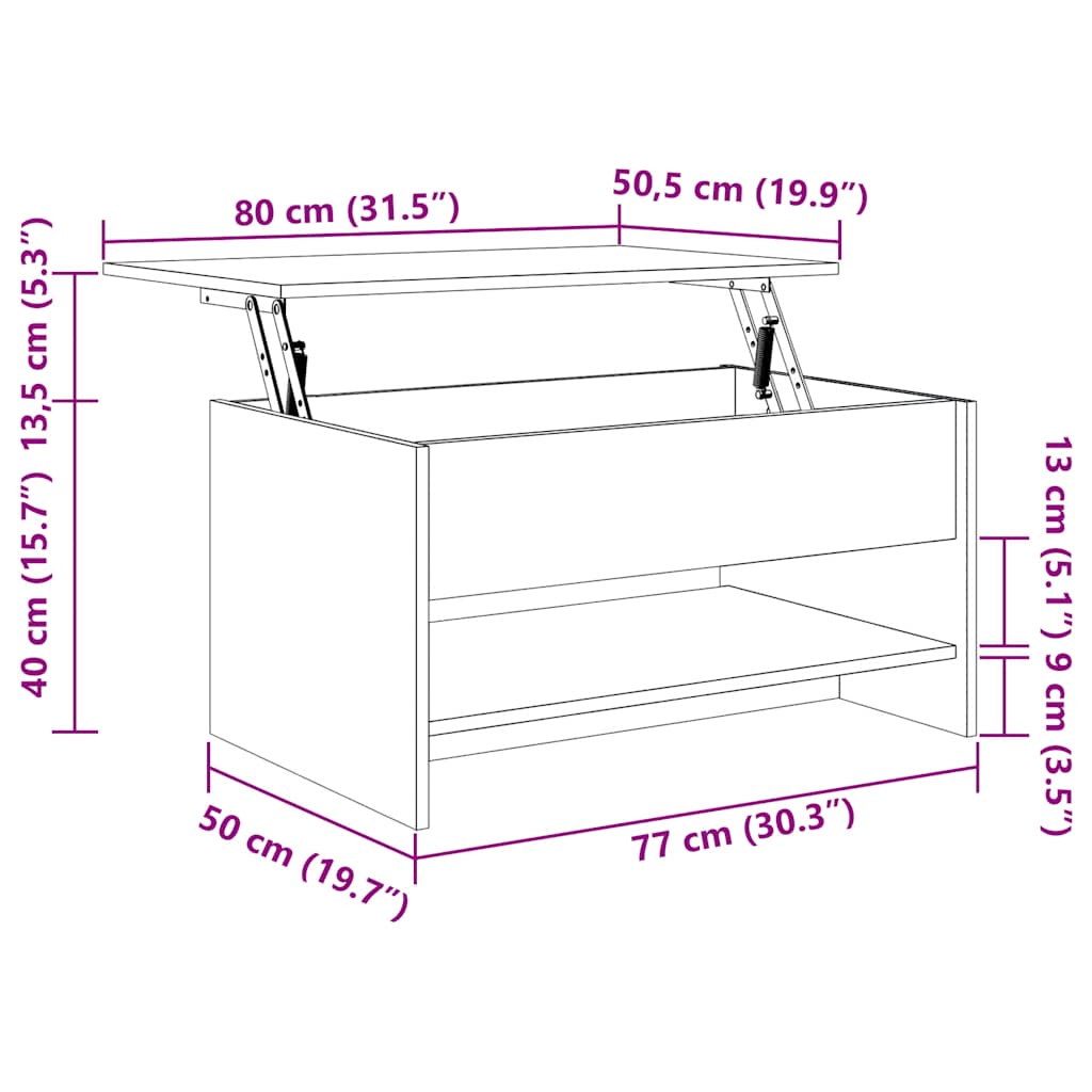 Soffbord vit 80x50x40 cm konstruerat trä
