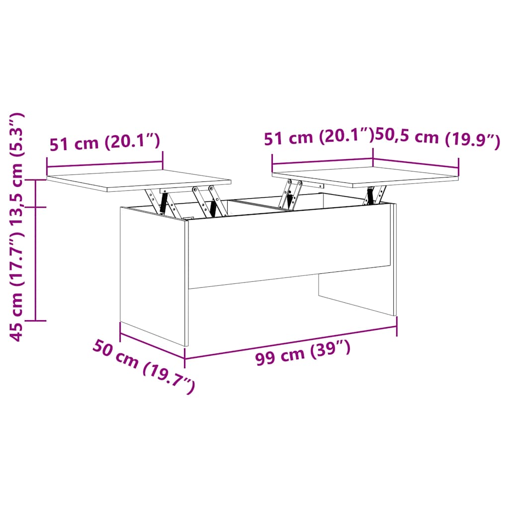 Soffbord Rökfärgad Ek 102x50,5x46,5 cm