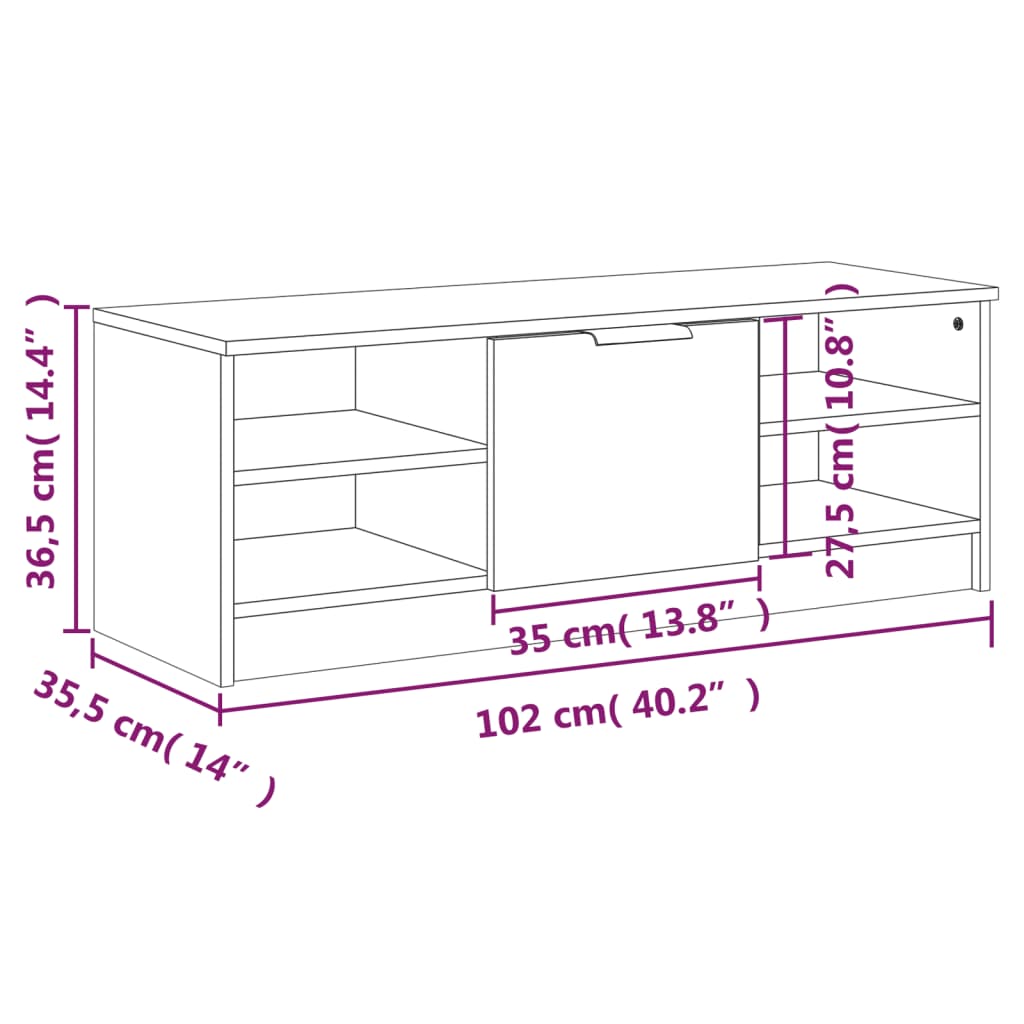 TV-Möbel Vit TV-Bänk 102x35,5x36,5 cm