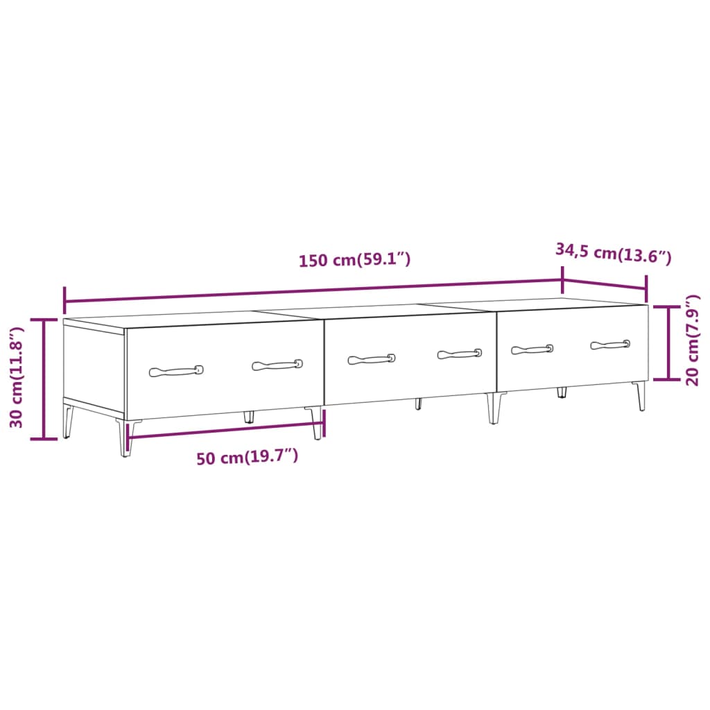 TV-Möbel Högglans Vit TV-skåp 150x34,5x30 cm