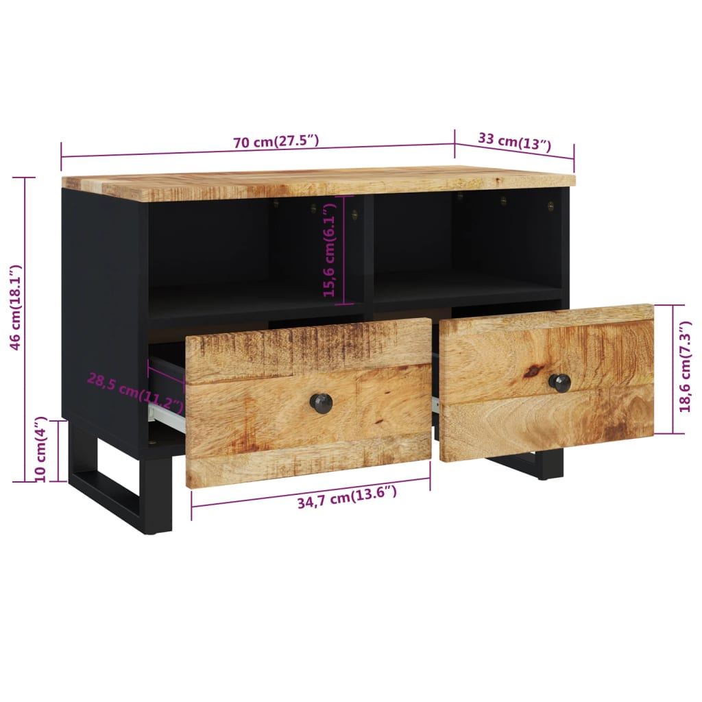 TV-Möbel Trä TV-Bänk 70x33x46 cm massivt mangoträ