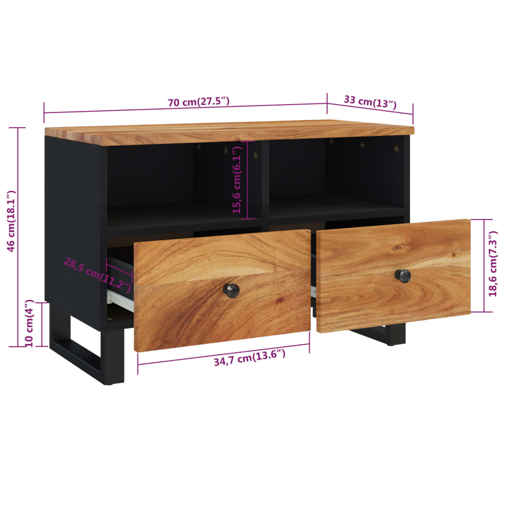 TV-Möbel Trä TV-Bänk 70x33x46 cm massivt akaciaträ