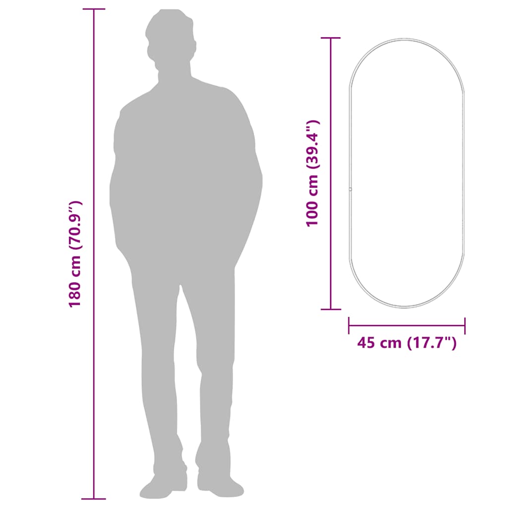 Väggspegel svart 100x45 cm oval