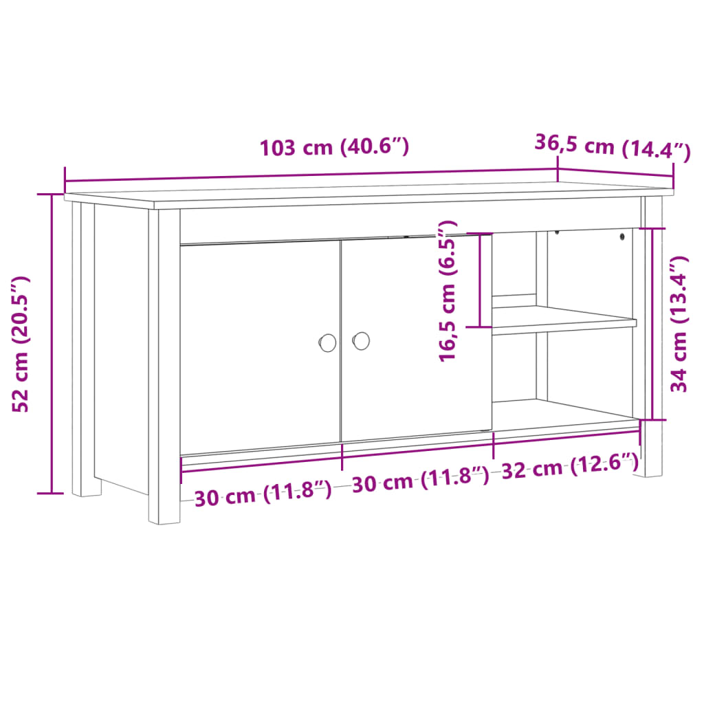 TV-Möbel Vit TV-Bänk 103x36,5x52 cm massiv furu