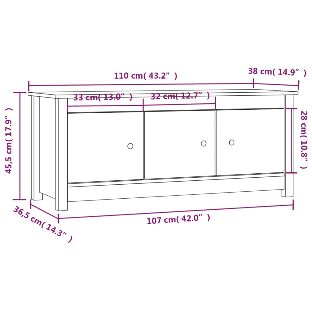 Skoställ Trä Skoskåp 110x38x45,5 cm massiv furu