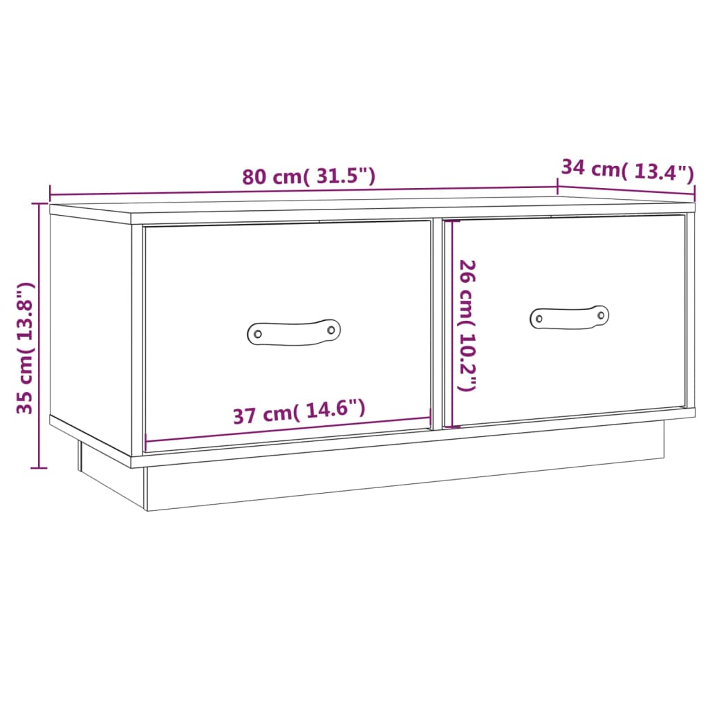 TV-Möbel Svart TV-Bänk 80x34x35 cm massiv furu