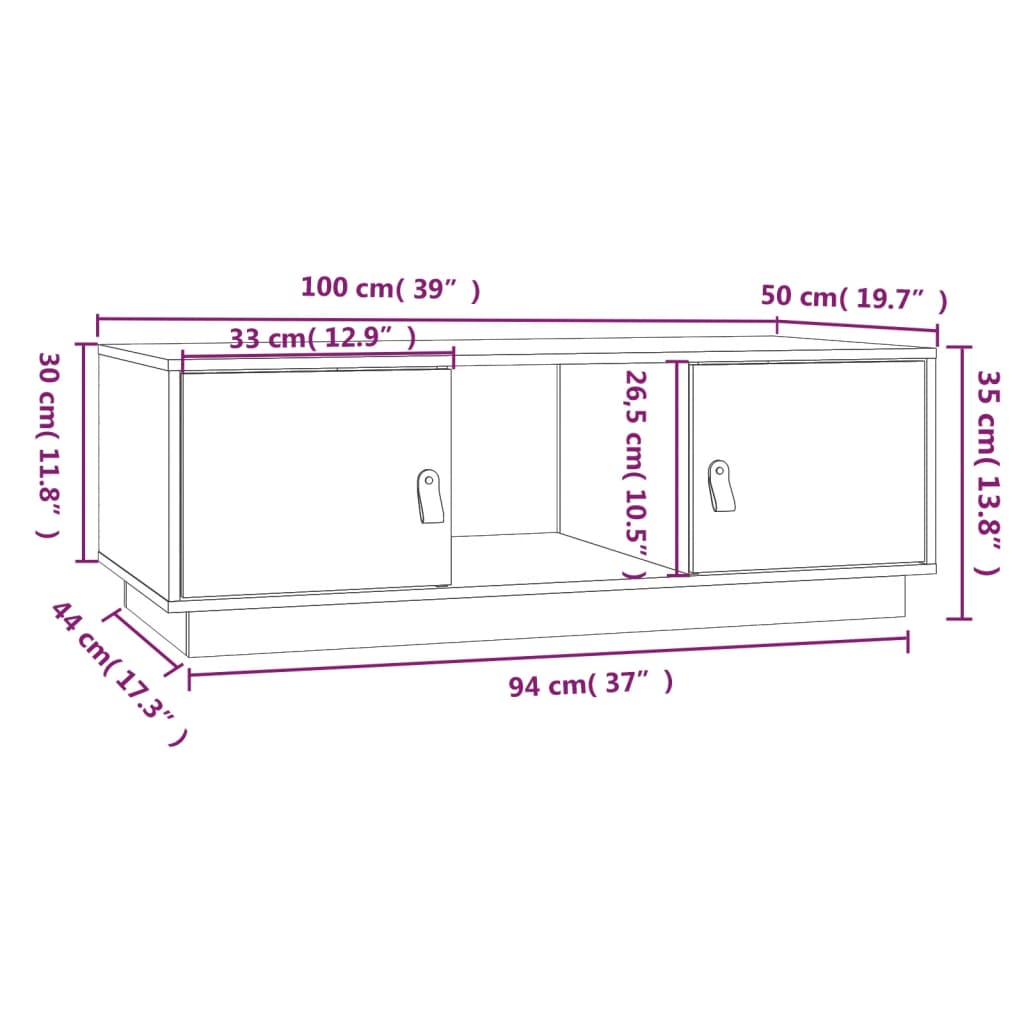 Soffbord Trä 100x50x35 cm massiv furu