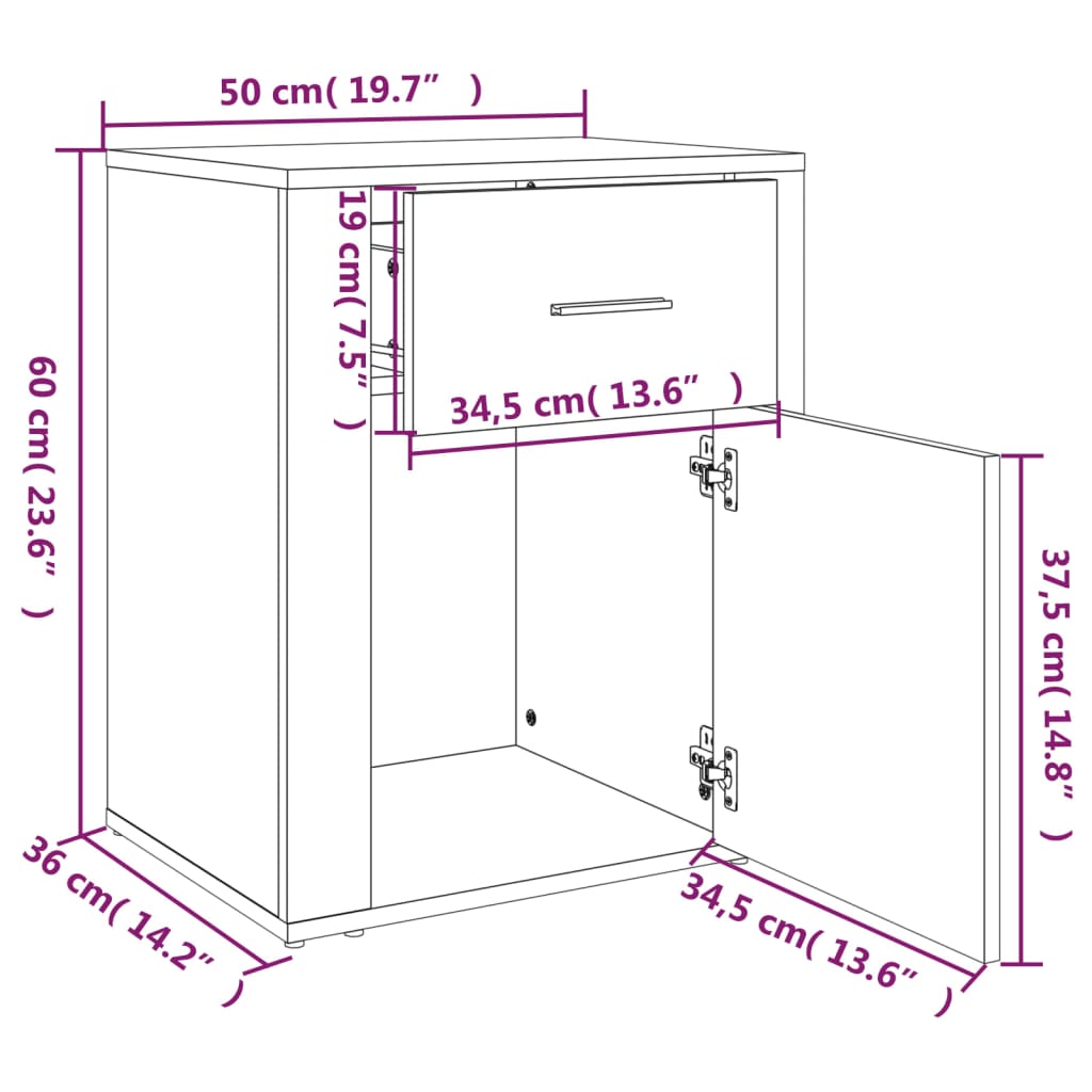 Sängbord Nattduksbord Svart 50x36x60 cm