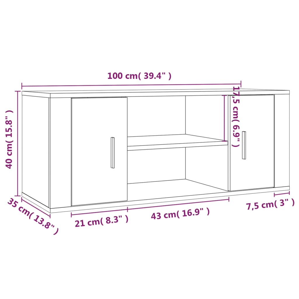 TV-Möbel Vit TV-Bänk 100x35x40 cm