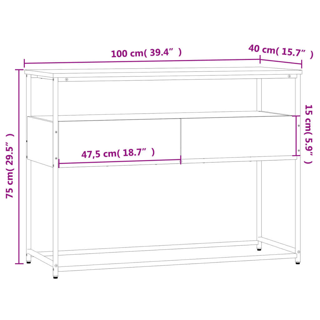 Avlastningsbord Konsollbord Sonoma Ek 100x40x75 cm